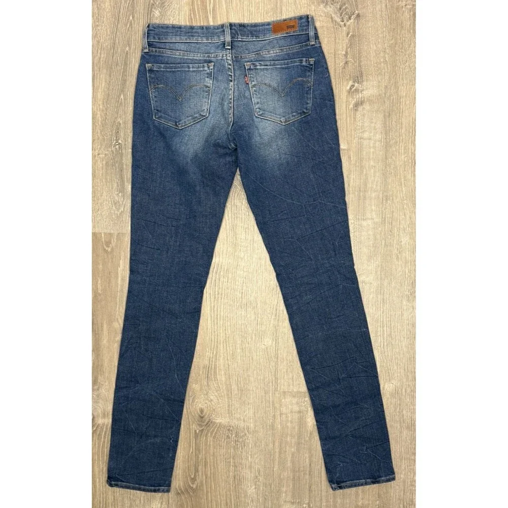 Levi's Demi Curve Skinny Jeans 27 Mid Rise‎ Medium Wash Fade Stretch Blue Denim